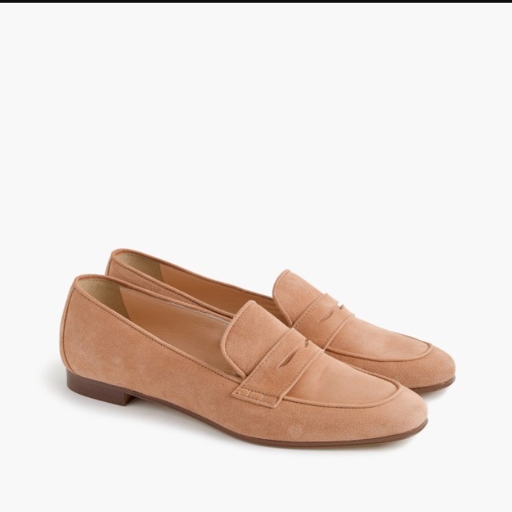 J. Crew Camel Charlie Suede flats penny loafer 7.5
